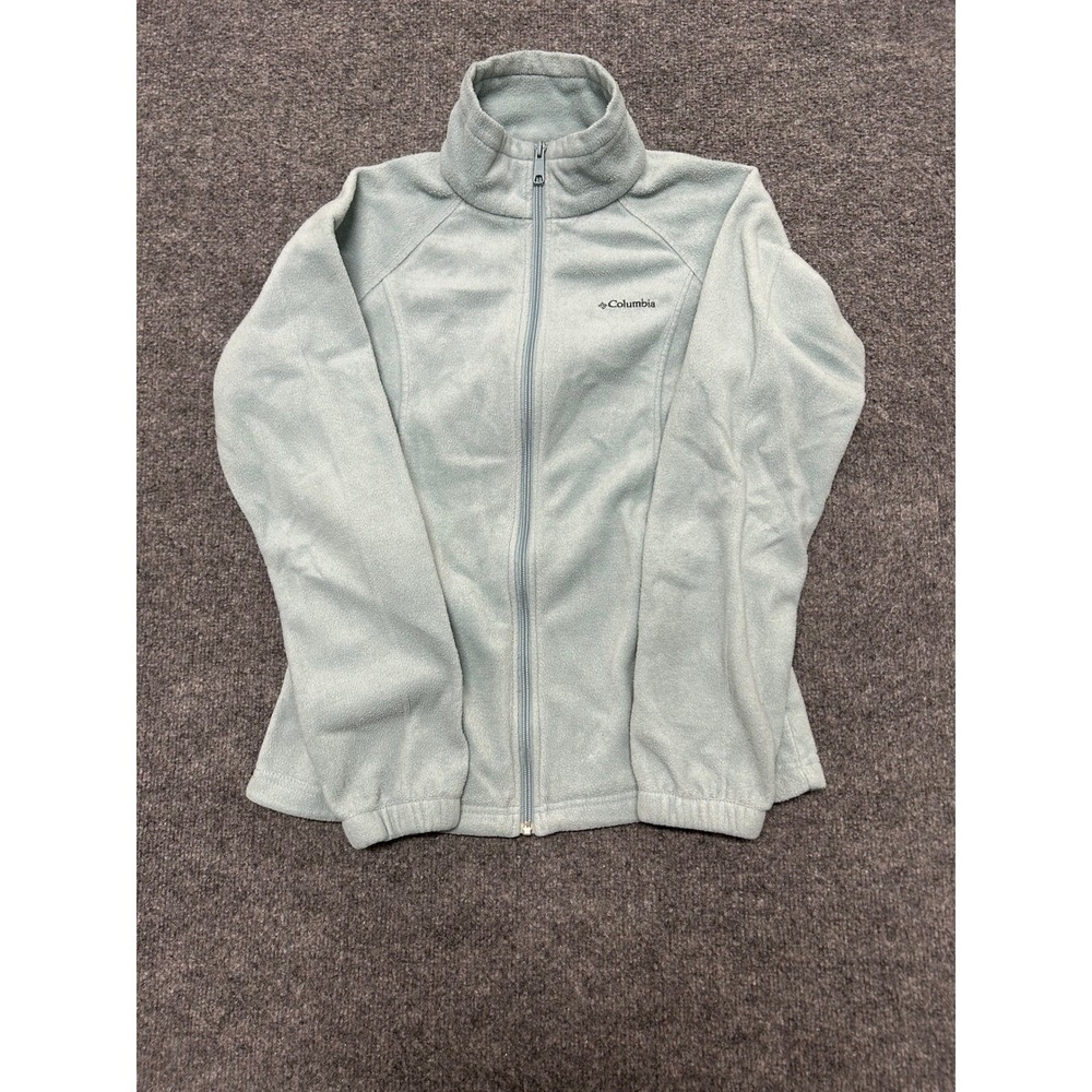 Columbia Jacket Womens Size M Light Blue Fleece Full Zip Mock Neck Outdoor Layer